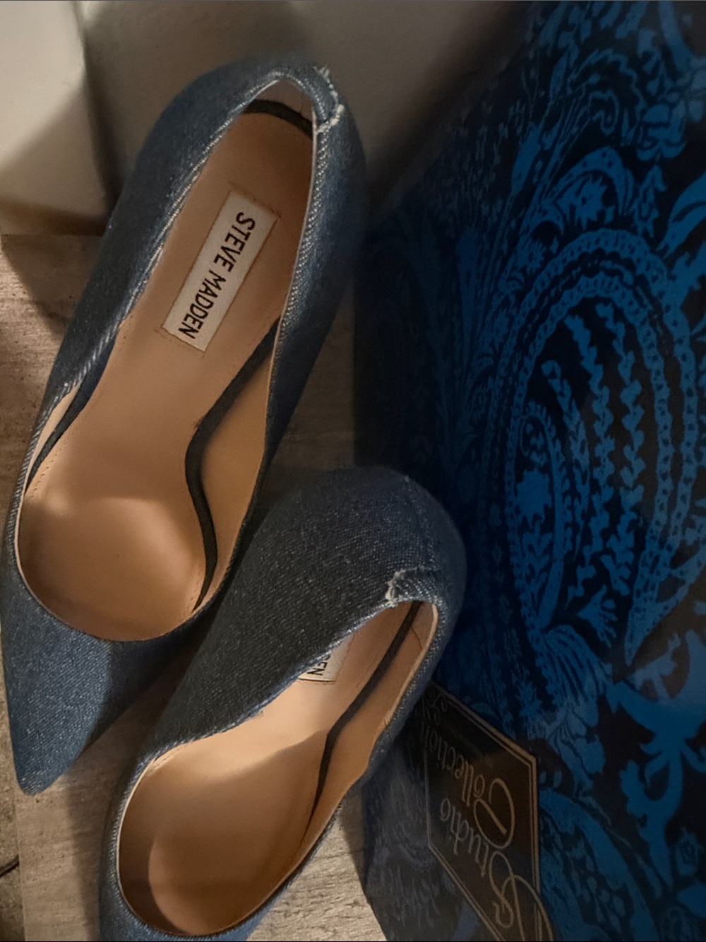 Steve Madden Denim Pointed-Toe Pumps in Blue